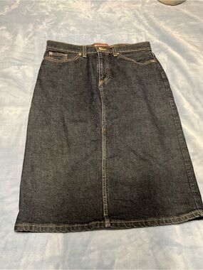 Denver Hayes Dark Indigo Denim Midi Skirt